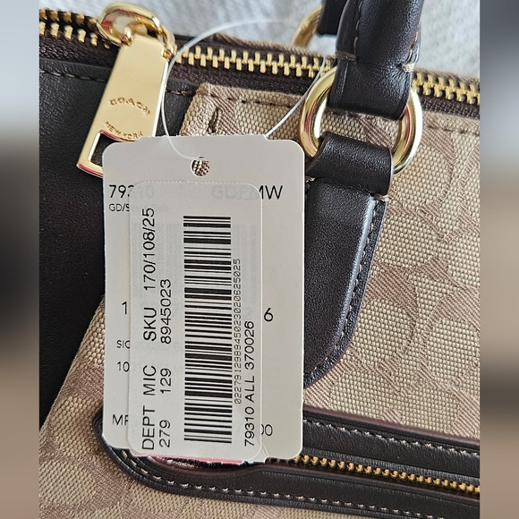 Coach Brown and Tan Elise Satchel with Signature Monogram - Picture 3 of 6